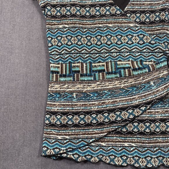 Notations Petite Wrap-Style Top Blouse Buckle Geometric Print Womens Size PL - Picture 3 of 9